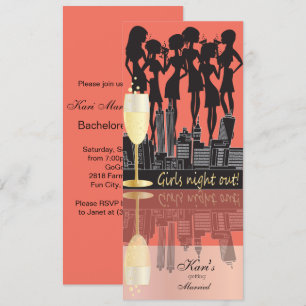 Girls Night Out, Party on the Town - Coral Peach Invitation