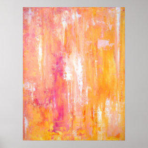 'Girl's Night Out' Pink and Orange Abstract Art Poster
