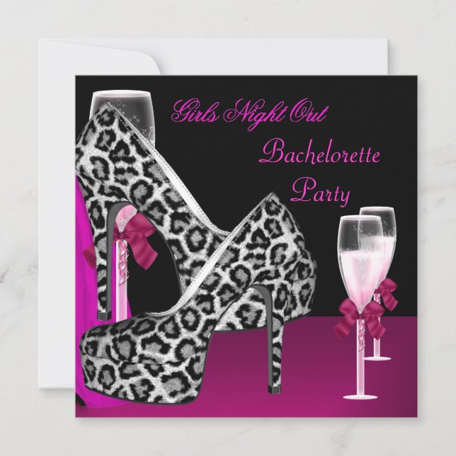 Girls Night Out Pink Shoes Hi Heels Champagne 2 Invitation (Front)