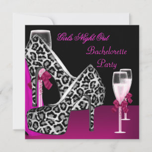 Girls Night Out Pink Shoes Hi Heels Champagne 2 Invitation