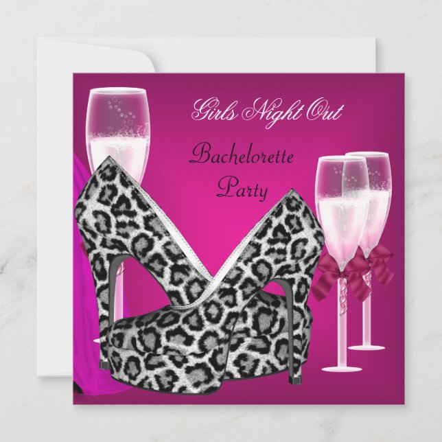 Girls Night Out Pink Shoes Hi Heels Champagne 3 Invitation (Front)