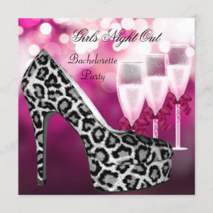 Girls Night Out Pink Shoes Hi Heels Champagne Invitation