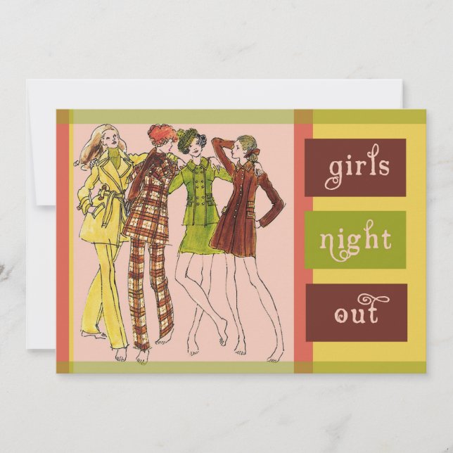 Girls Night Out Vintage 70s Invitation (Front)