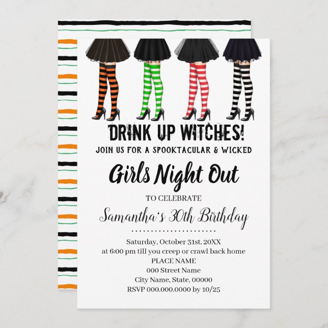 Girls night out Witches halloween Birthday Invitation (Front/Back)