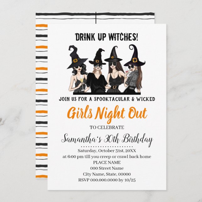 Girls night out Witches halloween Party Invitation (Front/Back)
