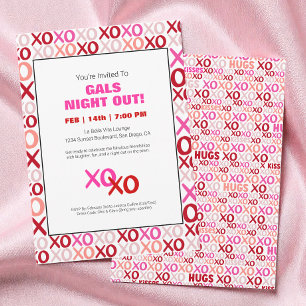 Girls Night Out XOXO Pink Cute Galentine Day Party Invitation