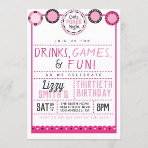 Girls Night Poker Birthday Invitation
