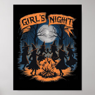 Girls' Night Witch Coven Halloween Design Spooky F Poster