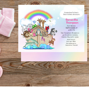 Girl's Noah's Ark Baby Shower Invitation