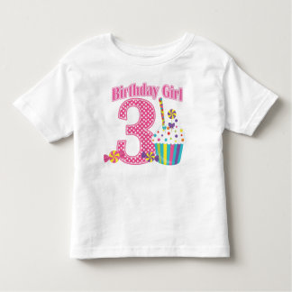 Girls Number 3 Cupcake Birthday T shirt