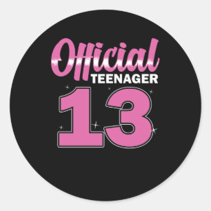 Girls Official Teenager 13 Birthday Classic Round Sticker