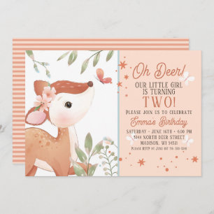 Girls Oh Deer Birthday Party Invitation