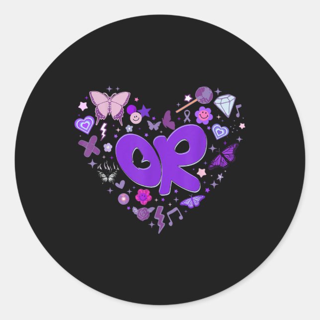 Girls Olivia First Name Personalised Groovy 80s He Classic Round Sticker (Front)