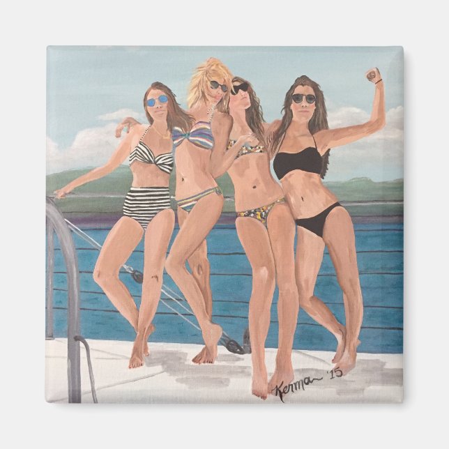Girls on a yacht magnet (Front)