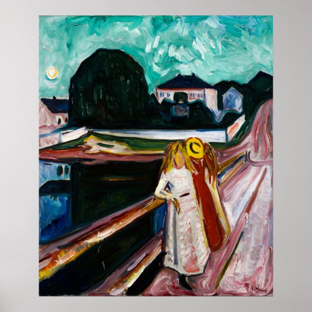 Girls on the Pier by Edvard Munch Poster (Front)
