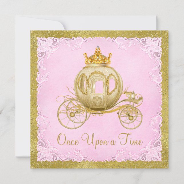 Girls Once Upon a Time Princess Carriage Birthday Invitation (Front)