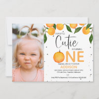 Girl's Orange Photo Little Cutie First Birthday In