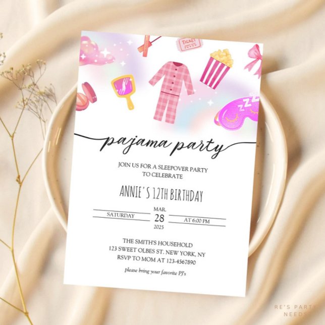Girls Pajama Sleepover Glam Slumber Birthday Invitation (Creator Uploaded)