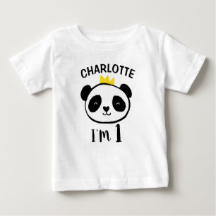 Girls Panda Bear Princess 1st Birthday T-Shirt