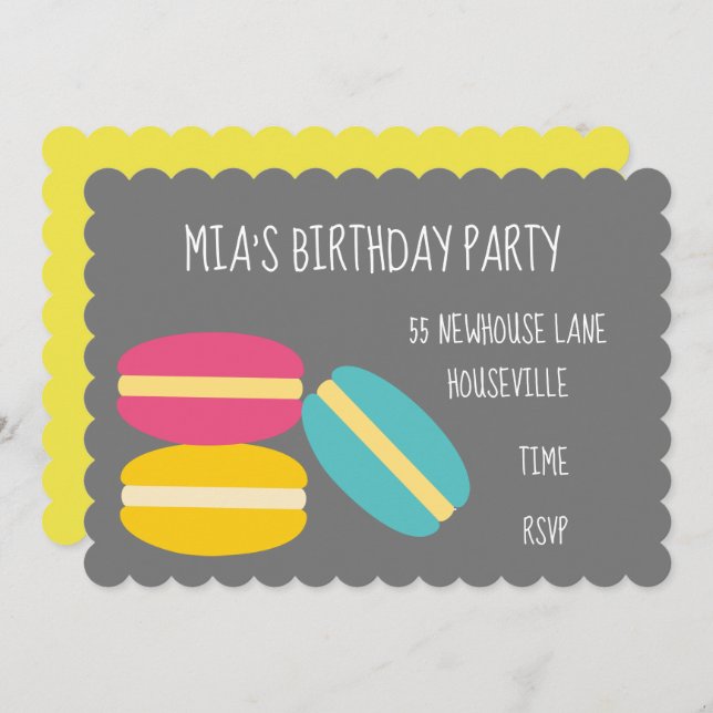 Girl's party cute macaron birthday Party Invitation (Front/Back)