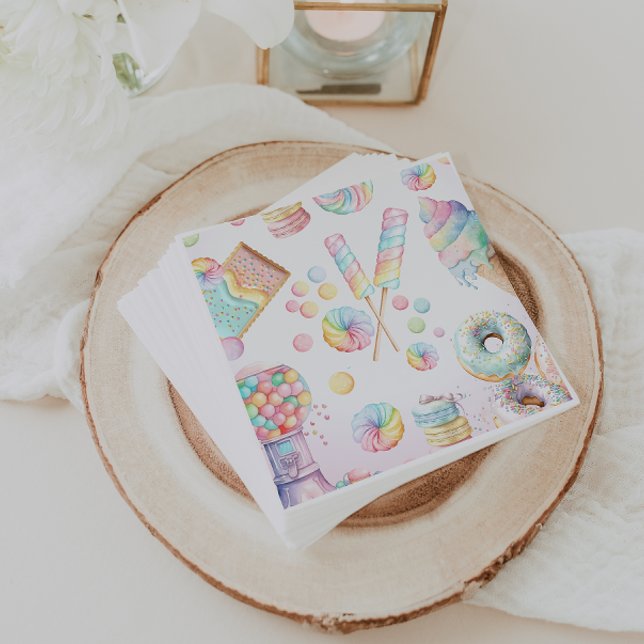 Girls Pastel Candy Land Birthday Party Table Napkin (Creator Uploaded)