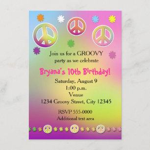 Girls Pastel Tie Dye Groovy Birthday Party Invitation