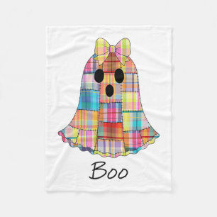 Girls Patchwork Ghost Colourful Halloween Madras P Fleece Blanket