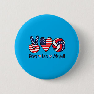 Girls Peace Love Volleyball 4th July Aamerican 6 Cm Round Badge