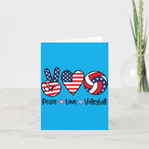 Girls Peace Love Volleyball 4th July Aamerican Card