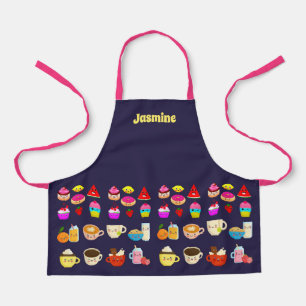 Girls Personalised Apron with Kawaii Party Food