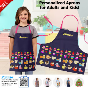 Girls Personalised Apron with Kawaii Party Food