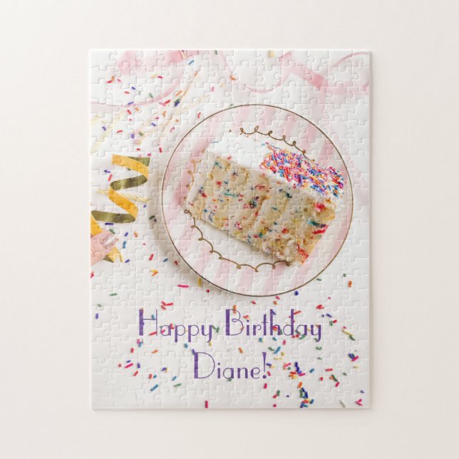 Girls Personalised Birthday Cake Jigsaw Puzzle (Vertical)