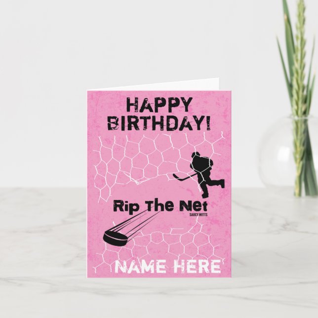Girls Personalised Birthday Rip the Net Hockey Card (Front)