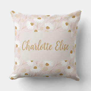 Girls Personalised Floral Pink Decorative  Cushion