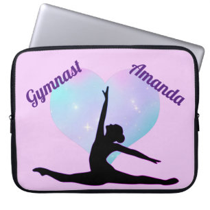 Girls Personalised Gymnastics Purple Gymnast Laptop Sleeve