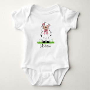 Girls Personalised Lamb Baby Bodysuit