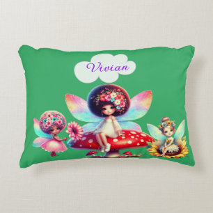 Girls personalised name fairy decorative cushion