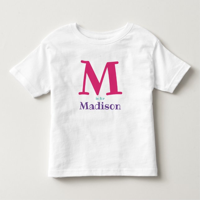 Girls Personalised Name Initial Letter Toddler T-Shirt (Front)