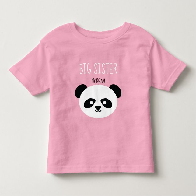 Girls Personalised Panda Kawaii Sister Sibling Toddler T-Shirt (Front)