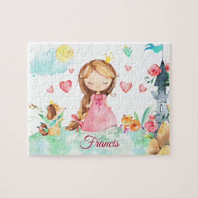 Girls Personalised Princess Custom Name  Jigsaw Puzzle (Horizontal)