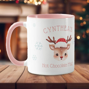 Girls Personalised Reindeer Hot Chocolate Mug