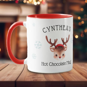 Girls Personalised Reindeer Hot Chocolate Mug