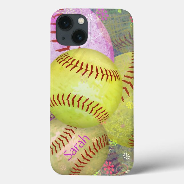 Girl's personalised softball Case-Mate iPhone case (Back)