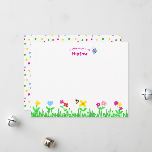 Girls personalised Stationery Set  Holiday Card (Front/Back In Situ)