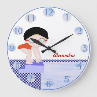 Girls Personalised Swim Wall Clock