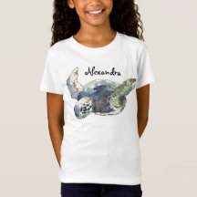 Girls personalised turtle animal t-shirt