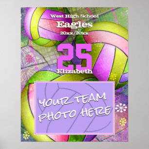 girls' personalised volleyball team photo poster