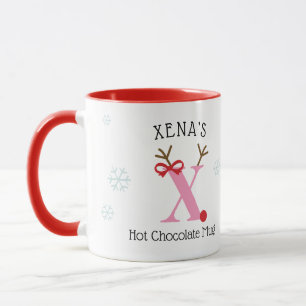Girls Personalized Reindeer X Hot Chocolate Mug