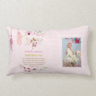 Girls PHOTO Baptism Christening Gift Proverb 31:25 Lumbar Cushion