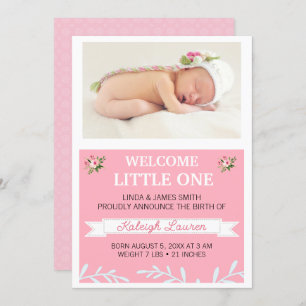 Girls Photo Birth Announcement